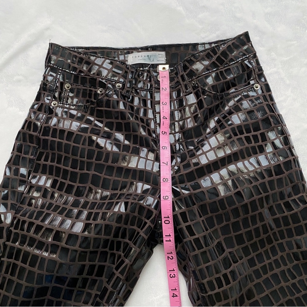 Topshop Faux Croc Cropped Straight Leg Pants - Picture 6 of 13